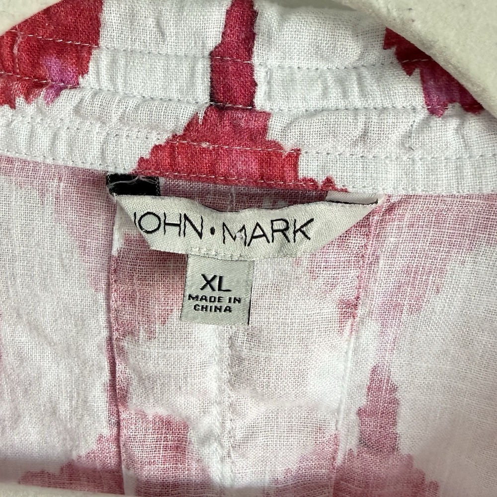 John Mark Linen Blouse Top Womens XL Bold Dopamine - Picture 4 of 9